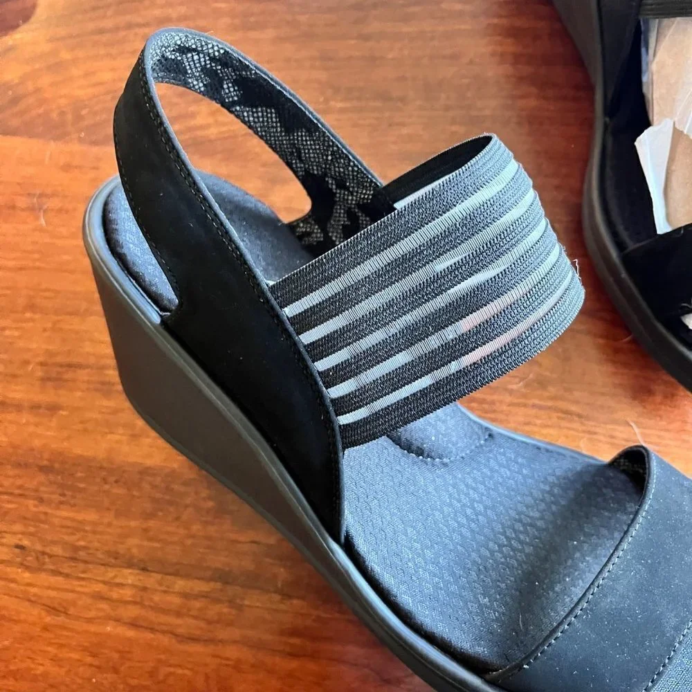 Skechers Rumblers Sci Fi Black Wedge Slingback Sandals‎ - Size 11-NEW w/out Tags